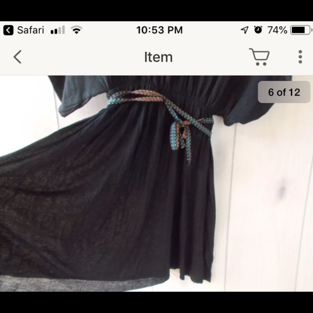 Anthro One Sept. Black dolman belted beaded tunic - Picture 5 of 5